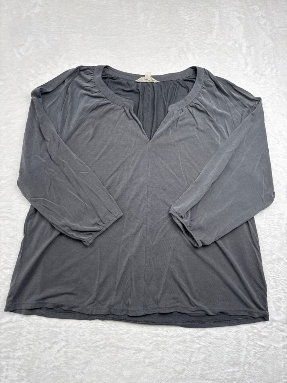 Lucky Brand Womens Gray Long-Sleeve Top Size XL Lightweight Knit Blouse